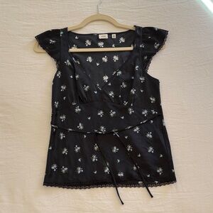 Aritzia Floral Silk Top with tie